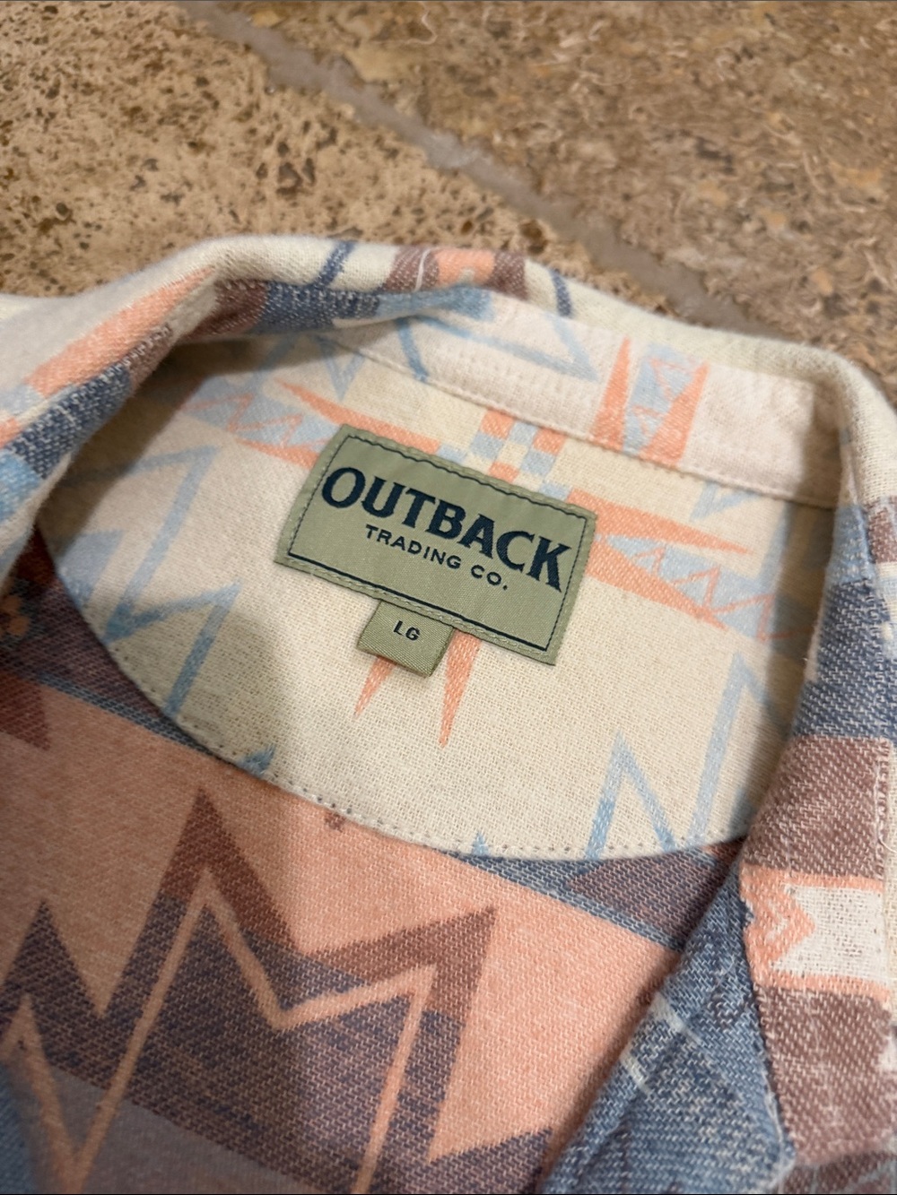 Women’s Aztec Print Button-Up Shirt Jacket in Cream & Blue - Picture 2 of 5
